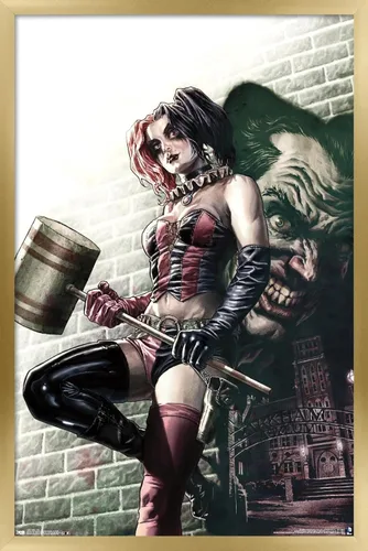 Vista 14 de Trends International DC Comics - Póster de pared de Harley Quinn, 14.725 x 22.375 pulgadas, versión enmarcada de madera de granero