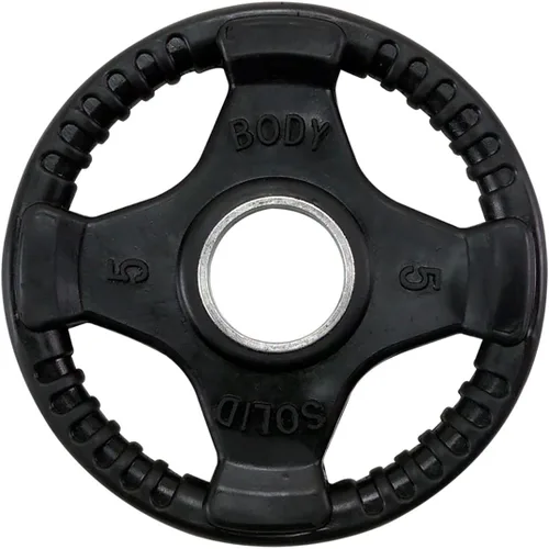 Vista 6 de Body-Solid Placa de peso olímpica con revestimiento de goma (1), con agarre antideslizante, perfecta para entrenamiento de fuerza, gimnasio en casa