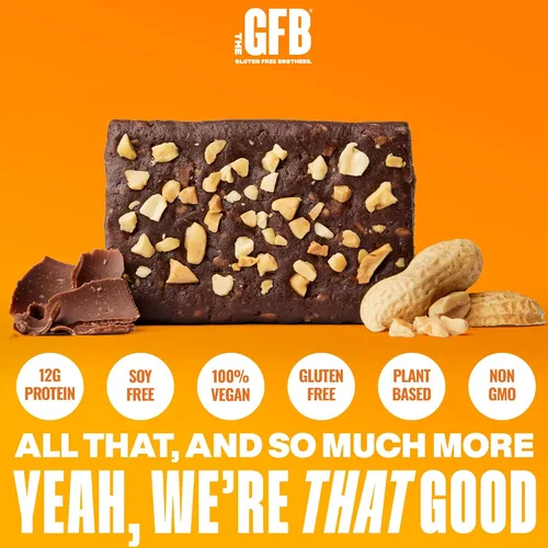 Vista 2 de The GFB Barras de proteína de mantequilla de maní de chocolate, sin gluten, a base de plantas, sin OMG, hechas de forma sostenible, ridículamente