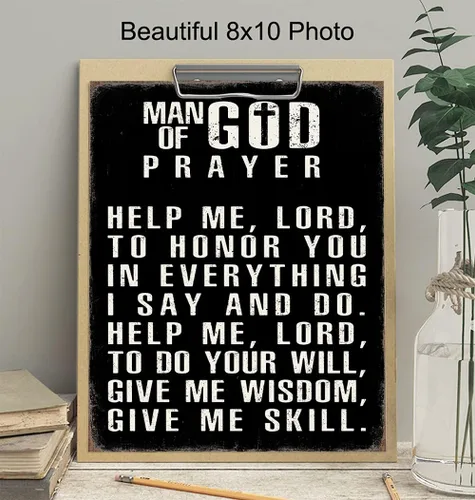 Vista 3 de Arte de pared religioso y decoración para hombres, regalos católicos cristianos para hombres, marido, él, póster inspirador motivacional espiritual