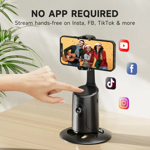 Vista 2 de Trípode de seguimiento facial automático – Soporte de teléfono de seguimiento automático de rotación de 360°, sin aplicación, soporte de cámara