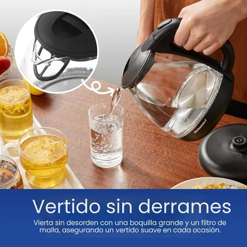 Vista 7 de Elite Gourmet EKT1001 - Tetera de vidrio de 1.0 L, 1100 W, base inalámbrica Negro