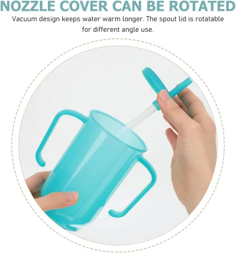 Vista 7 de EXCEART Tazas antiderrames con asas para pacientes discapacitados