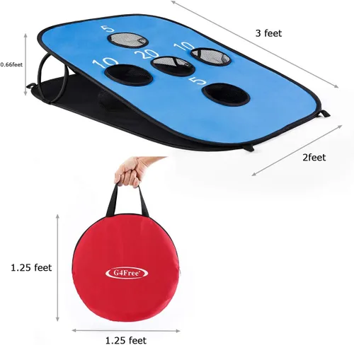 Vista 2 de G4Free Juego de Cornhole plegable portátil de 5 agujeros con 8 bolsas de frijoles, funda de transporte, tamaño de juego de lanzamiento de 3 pies x 2