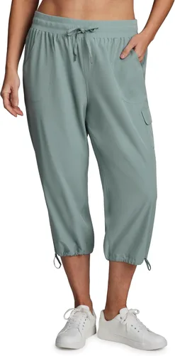 Vista 11 de RBX Active - Pantalón capri de talla grande con cordón, ligero, tejido elástico y estilo cargo, para mujer Albahaca