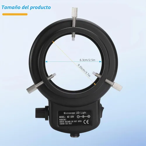 Vista 6 de Luz de microscopio de anillo de 144 LED, iluminador ajustable para microscopios estéreo de laboratorio y cámara