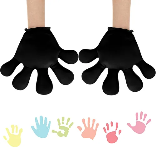 Vista 15 de Geyoga 2 pares de guantes grandes de disfraz de manos de dibujos animados, guantes de Halloween para fiestas, cumpleaños, juegos de rol, disfraces