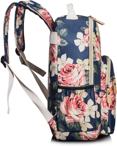 Vista 38 de Leaper Mochila para laptop para mujer: linda mochila floral para escuela, universidad, viajes, trabajo, mochila ligera para niños, Negro margarita
