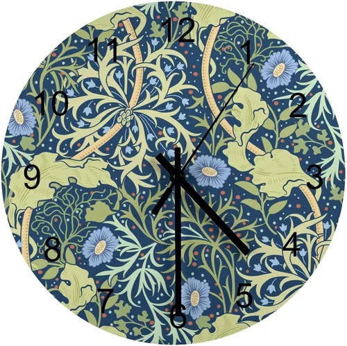 Vista 37 de Reloj de Pared de Flores Silencioso Sin Tictac Operado por Batería, Caricatura de los 70s Linda Flor Abstracta Pastel Margarita Reloj Floral