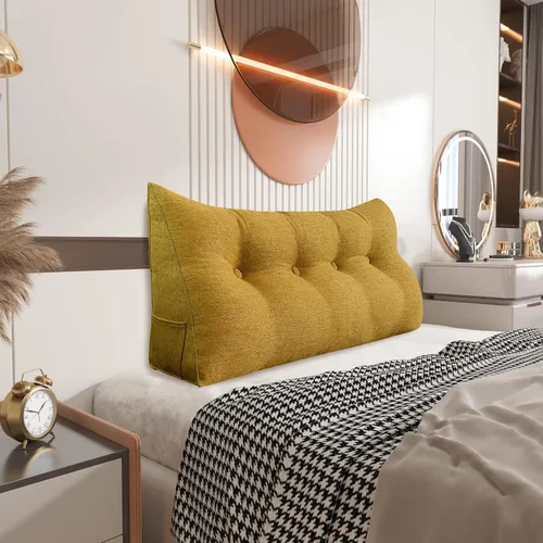Vista 9 de Almohada pequeña de cuña para cabecero, almohada de lectura para sentarse en la cama, respaldo de adulto, almohada triangular de refuerzo para sofá
