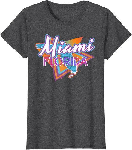 Vista 3 de Camiseta retro vintage de Miami Florida, Negro, S