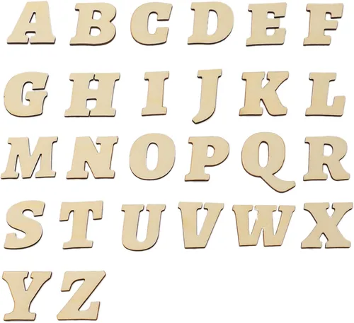 Vista 2 de 520 letras de madera de 1.3 pulgadas, números de madera, mini símbolos de madera en blanco, bandeja de almacenamiento de letras de madera sin