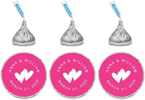 Vista 43 de Andaz Press Etiquetas personalizadas de gota de chocolate para boda, nombres y fecha redondos, turquesa aguamarina, paquete de 240, personalizadas
