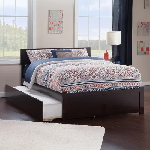 Vista 10 de AFI Orlando - Cama de plataforma de tamaño matrimonial con estribo y cama nido matrimonial, color gris
