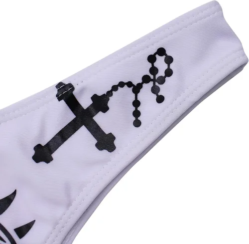 Vista 43 de AIBEARTY Traje de baño de dos piezas con estampado de calaveras para mujer, conjunto de bikini triangular de corte alto para fiesta, festival