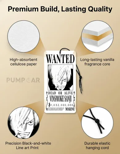 Vista 6 de PumpCar 2 piezas Sanji ambientadores de coche colgantes de doble cara anime japonés con aroma a vainilla One Piece Geniales ambientadores colgantes