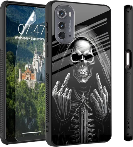 Vista 39 de Funda para Motorola Moto Edge 2022, cubierta trasera de vidrio templado con protector de pantalla, funda protectora a prueba de golpes para Motorola