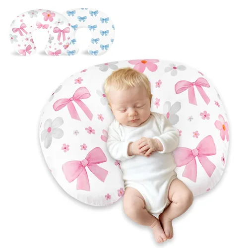Vista 8 de Hooyax Juego de 2 fundas de almohada de lactancia, ultra suaves y elásticas, adorable funda para almohada de alimentación infantil, para la mayoría