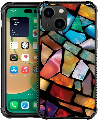 Vista 21 de ZHEGAILIAN Funda compatible con iPhone 14, fundas de caballo de baile de cristal de colores, parte trasera de vidrio templado+funda protectora