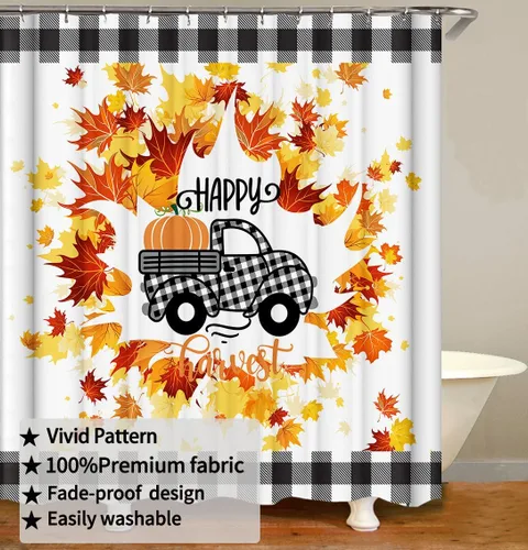 Vista 5 de Clearance Items - Cortina de ducha de otoño, cortina de ducha de calabaza de Acción de Gracias, juego de baño de otoño, decoración de baño, 72 x 72