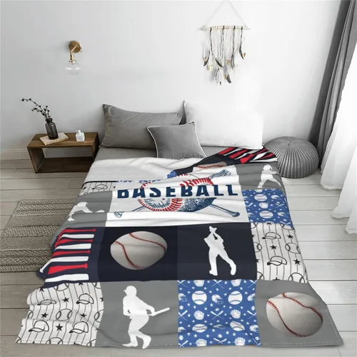 Vista 3 de Manta decorativa de béisbol – Cómodo forro polar de franela de felpa, ligera, cálida, suave, esponjosa, difusa, 40 x 50 pulgadas para niños, niños
