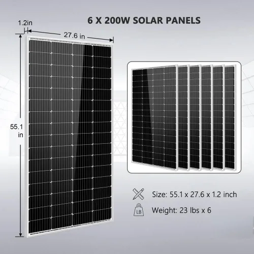 Vista 4 de SUNGOLDPOWER Kit solar fuera de la red SGM-5K5E: UL1741 5000W 48VDC 120V Inversor 5.12KWH Batería montada en la pared 6 x 200 vatios paneles solares