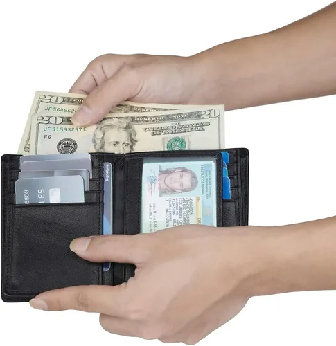 Vista 5 de Guarditude Mens Bifold Wallets Large Capacity RFID Blocking Genuine Leather Wallet Includes ID Window and 15 Credit Card Slots, Gift for Men