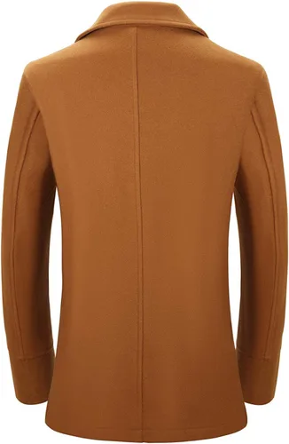 Vista 5 de VICALLED Abrigo de invierno de doble botonadura con cinturón para hombre chaqueta cálida de lana para exteriores