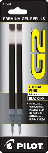 Vista 2 de Pilot G2 - Recambios de tinta de gel, punta extrafina, 0.020 in, tinta negra, 6 recambios