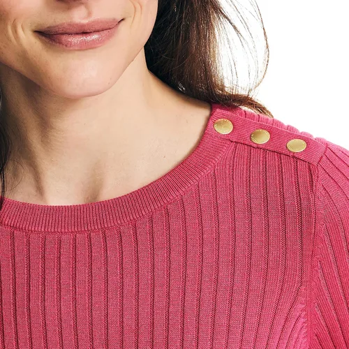 Vista 3 de Nautica Suéter de cuello redondo de punto acanalado para mujer
