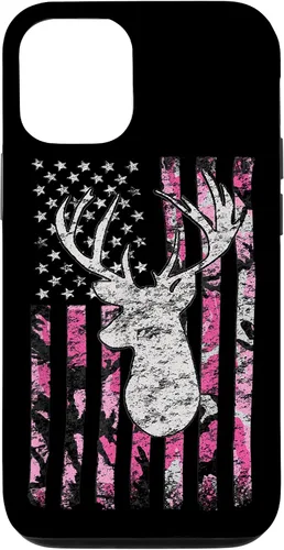 Vista 28 de Pink Camo American Flag Deer Hunter Women's Hunting Case for iPhone 17
