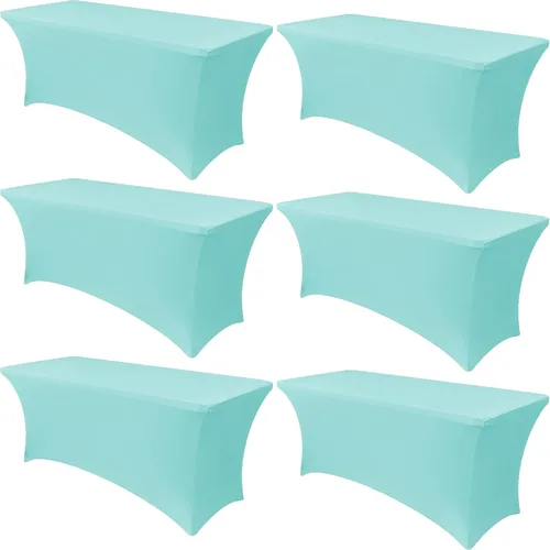 Vista 10 de Obstal Paquete de 6 Fundas de Mesa Elásticas de Spandex para Mesas de 6 Pies - Mantel Rectangular Universal Ajustado de 6 Pies Protector para Bodas