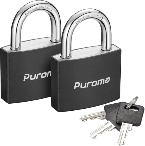 Vista 8 de Puroma Candado con llave, 1 paquete de cerraduras de aluminio con 2 llaves iguales, cerradura de casillero de 7/8 pulgadas, candados pequeños