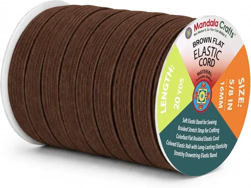 Vista 139 de Mandala Crafts 20 yardas 1/2 pulgada 0.472 in bandas elásticas beige