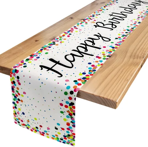 Vista 9 de Letjolt Happy Birthday Table Runner 72 Inches, Black Negro