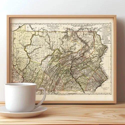 Vista 5 de 1797 Pennsylvania Map - 11x14 Framed Wall Art Print - Perfect Wall Decor in This Highly Detailed Restored Reproduction