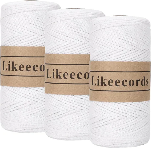 Vista 16 de Likeecords 100% Hilo de Ganchillo de Algodón Cordón de Bolsa de 2mm 170m Cordón de Macramé de 2mm Hilo de Crochet Cuerda de Macramé Regalo para Verde