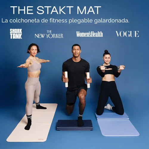 Vista 2 de Stakt La esterilla plegable original de yoga, tapete premium de fitness y multiusos con superficie antideslizante, portátil y ligera