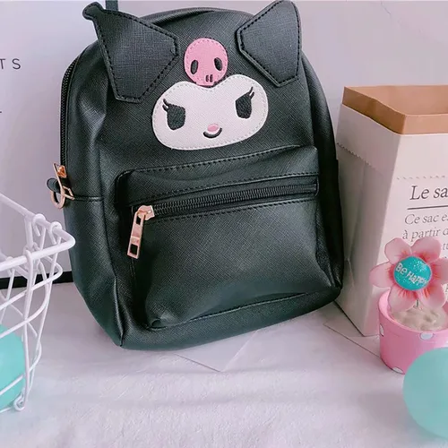 Vista 3 de ZJYJING Mini mochila de poliuretano de dibujos animados anime, mochila de hombro para niños y niñas, cosplay, Negro -, Anime