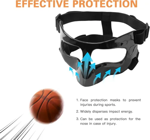 Vista 4 de Protector de nariz para nariz rota, máscaras protectoras para baloncesto y deportes de fútbol, máscara facial ajustable con acolchado de espuma