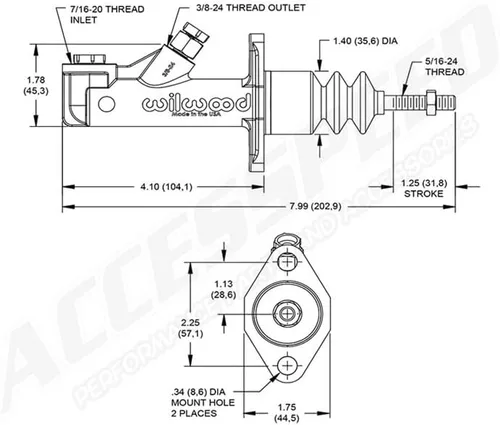Vista 2 de Wilwood 260-15098 GS Cilindro maestro integral, diámetro de 750