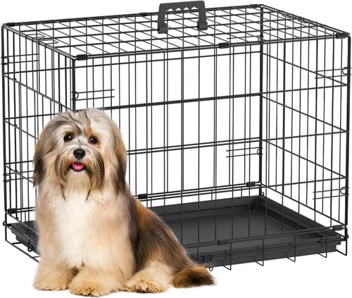 Vista 30 de [Usado] FDW Jaula para perros pequeños de 24 pulgadas plegable de metal con alambre para mascotas, doble puerta con panel divisor para interiores