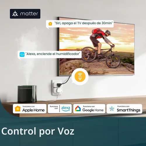 Vista 5 de Linkind Matter - Enchufe inteligente con luz nocturna LED, funciona con Alexa, Apple Home, Google, toma inteligente de 15 A/1800 W, del atardecer al