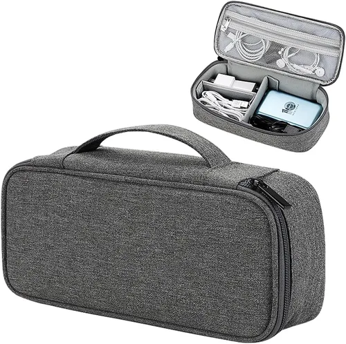 Vista 10 de Teskyer Bolsa organizadora de cables, organizador de accesorios electrónicos de viaje, bolsa de tecnología portátil para cargadores de teléfono