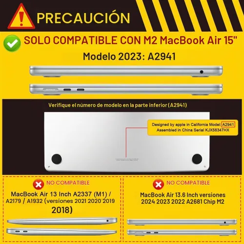 Vista 2 de Batianda Estuche Premium para Nuevo MacBook Air de 15 Pulgadas 2025 M4 2024 2023 con Chip M3 M2 Modelo A3241/A3114/A2941, Estuche Protector de Olas