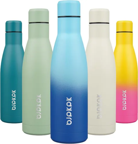 Vista 30 de [Usado] BJPKPK Botella de agua pequeña aislada de 12 onzas, frasco a prueba de A-azul