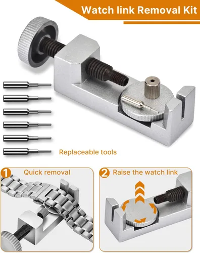 Vista 11 de EasyTime Kit de eliminación de eslabones de reloj: herramientas de cambio Plateado