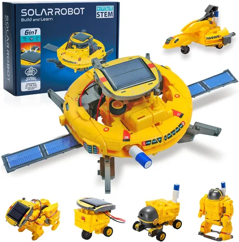 Vista 7 de STEM Education - Juguetes de robots solares para niños de 8 años en adelante, kit de ciencia de bricolaje 6 en 1, juguetes espaciales, 120 piezas