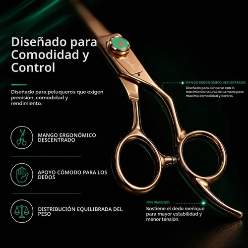 Vista 4 de Kenchii Rose - Tijeras de aseo para perros de 7 pulgadas, curvadas