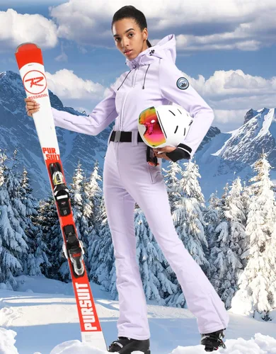 Vista 3 de GSOU SNOW Traje de esquí para mujer, traje de nieve delgado de una pieza, chaqueta de nieve, impermeable, resistente al viento, deportes al aire
